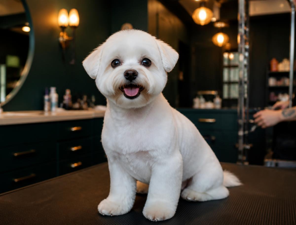 Cachorro após banho e tosa